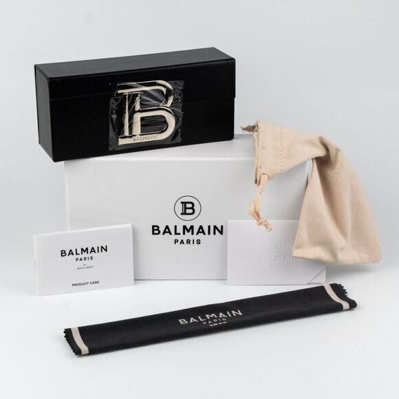 Balmain Women Sunglasses Titanium Gold Bone Brown  Rectangle ADMIRABLE BPS-130C - Picture 12 of 14